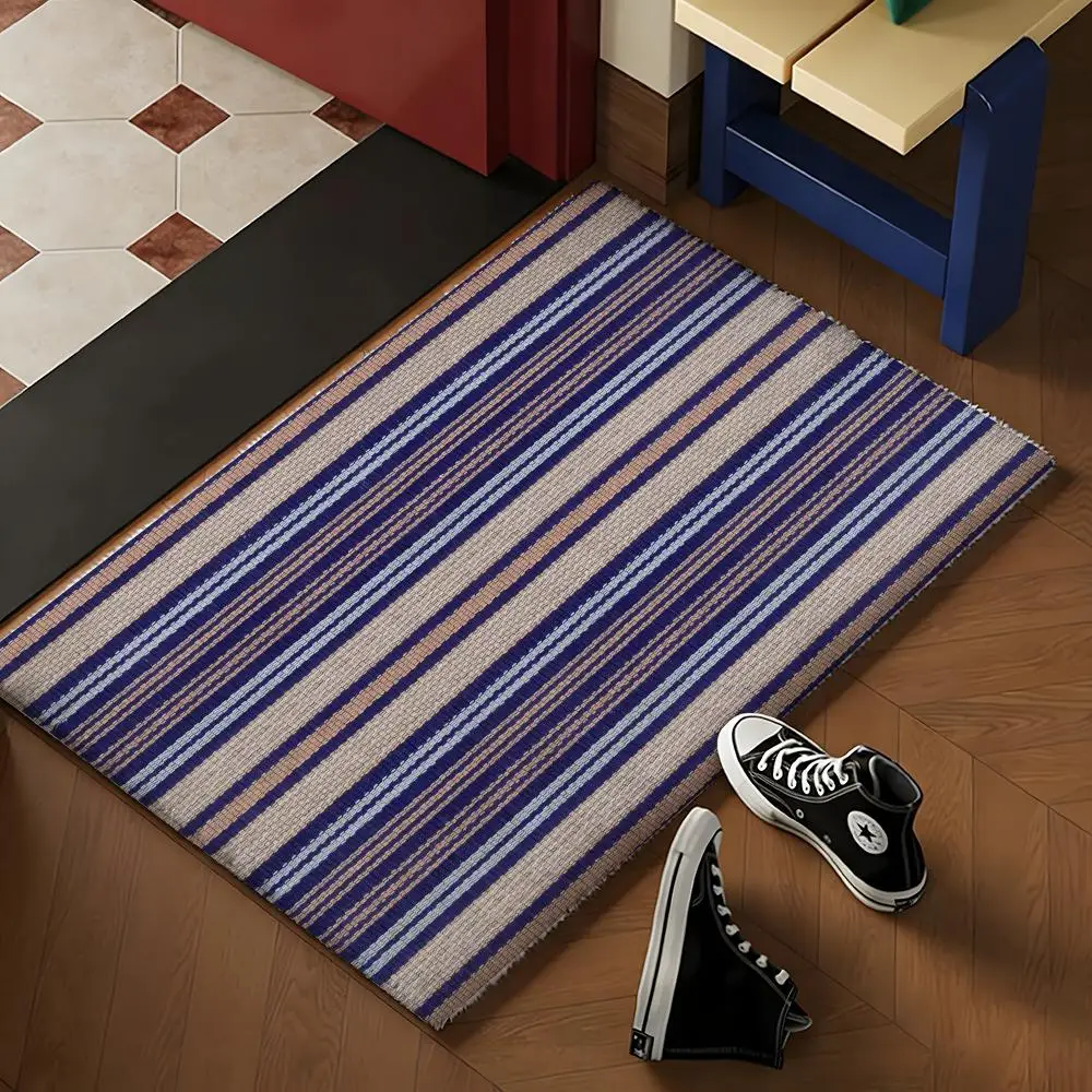 Albert Caravan Stripe Multi Machine Floor Mat Soft Flannel Rug Non-Slip Absorbent Mat for Bathroom Bedroom Home Decor