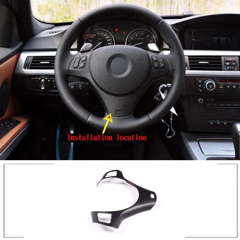 For 2005-2012 BMW 3 series E90 E92 ABS sub-black car styling steering wheel decorative cover sticker car interior accessories