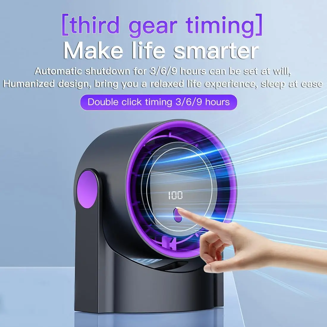 100 Level Bladeless Fan Portable Small Usb Charge Silent Desktop Digital Display High-speed Circulating Cooling Fan
