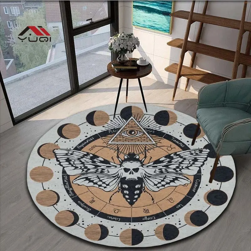 

Moth Death Head Pattern Round Carpet for Living Room Rugs Carpet Soft Non-slip Floor Mat for Kids Bedroom Carpet Tapis 5 Sizes