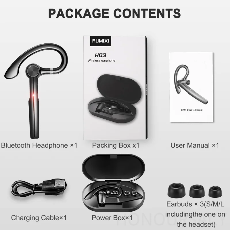 Wireless Headphones With Microphone Bluetooth Headsets Earphones Noise Cancelling Earpiece Handsfree Earphones for Driver Office