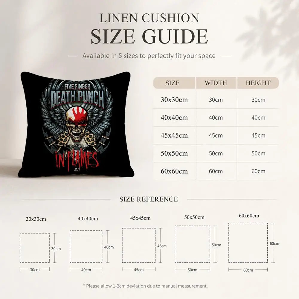 Five Finger D-Death Punch Cushion Cover Linen Double-Sided Decorative Sofa Couch Bedroom Living Room Home Decor Pillow Case