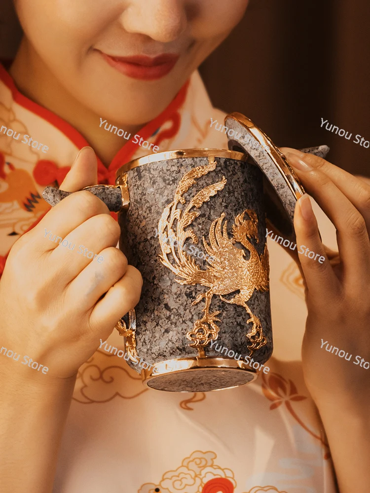 Inner Mongolia Natural Medical Stone Water Cup Set, Tea, Creative Cup, Home Mug, Male and Female Students, Valentine's Day Gift