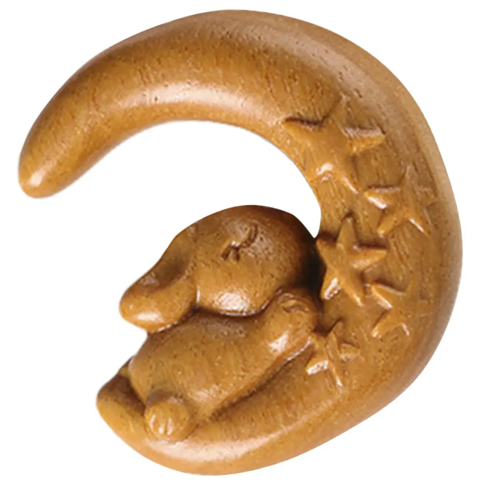 

Wooden Statue Pendant Retro Hanging Decor DIY Craft Keychain Charm Rabbit Pendant Wooden Moon Pendants