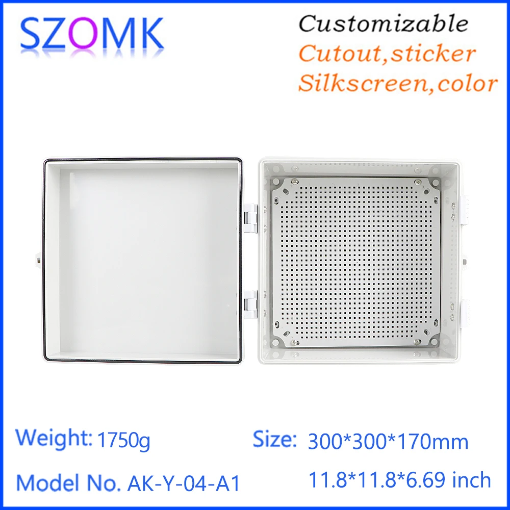 300X300X170MM Electrical Equipment Power Distribution Box IP67 Hinged Cover Electrical Enclosure with Mounting Plate