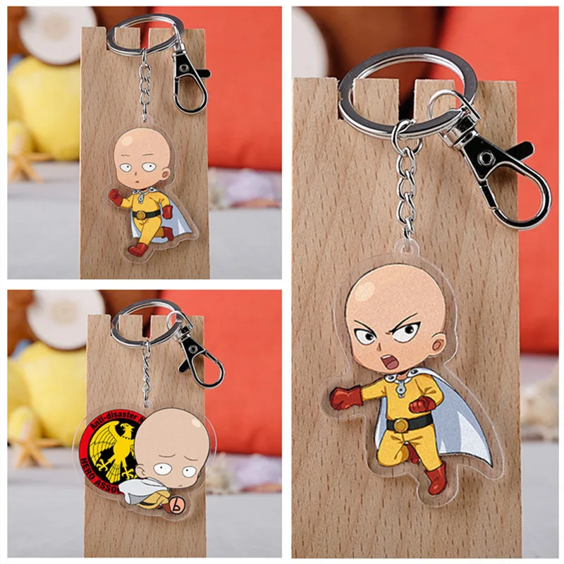 Porte-clés Anime One Punch Man, clé Saitama mignonne, porte-clés de dessin animé JOAcrylic, accessoires, pendentif de sac, cadeau