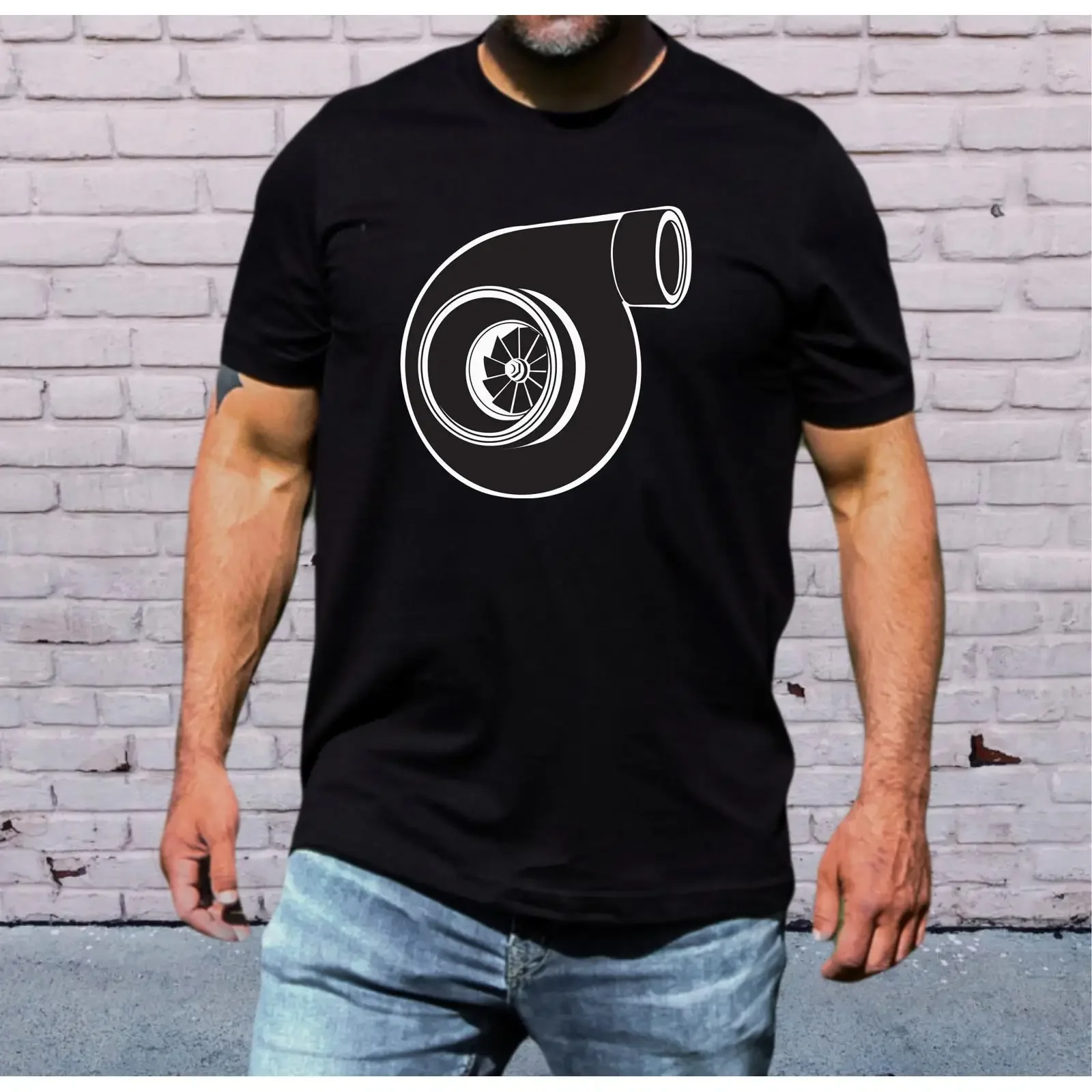 TURBO T Shirt Automotive EnthusiasT featuring a large turbocharger vintage Washed homme Top For Everyday Wear Unisex Breathable