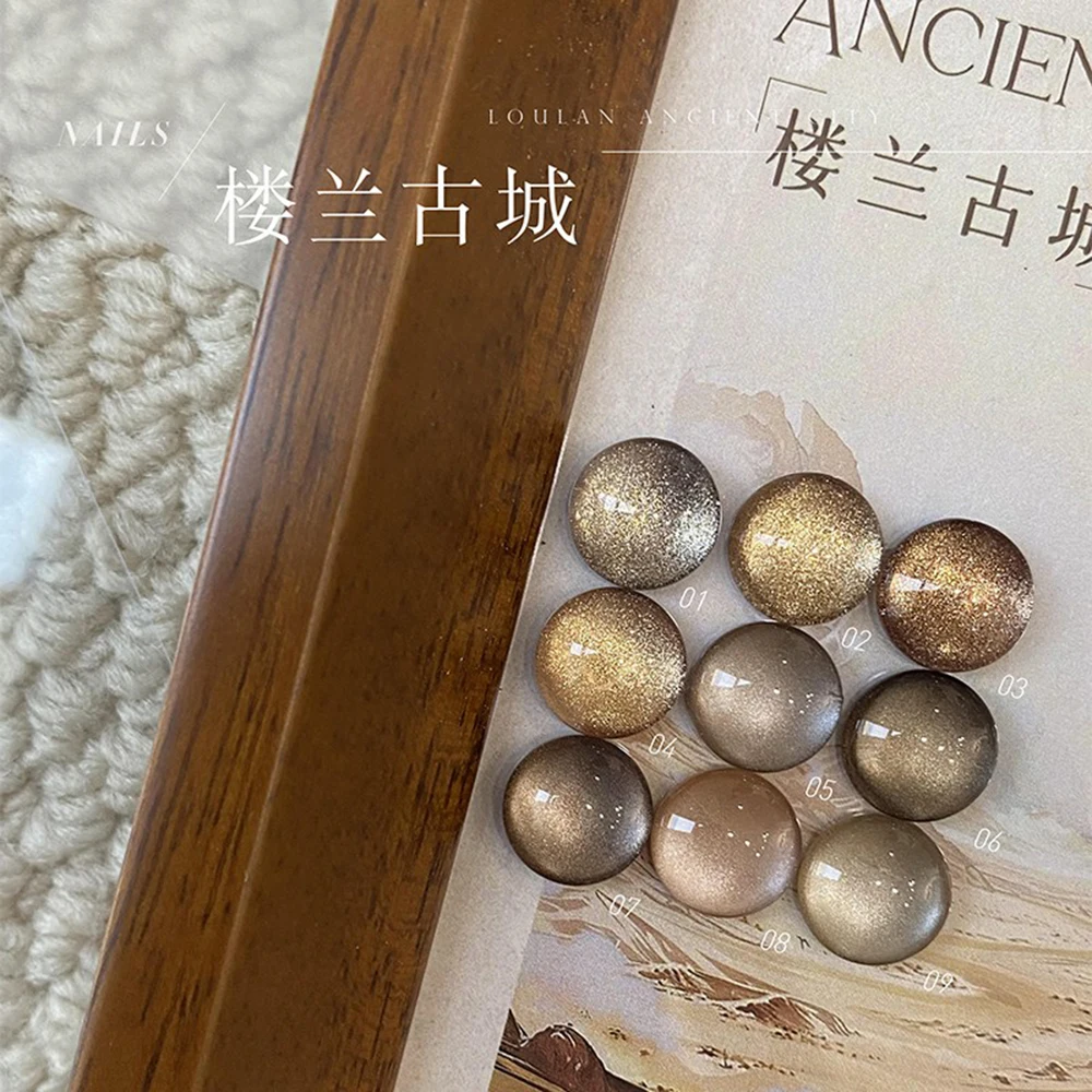 9 Farben Loulan Ancient City Magnetischer Cat-Eye-Gel-Nagellack, dunkelrot, braun, Soak Off Gel-Nagellack-Set, langlebiges Maniküre-Set