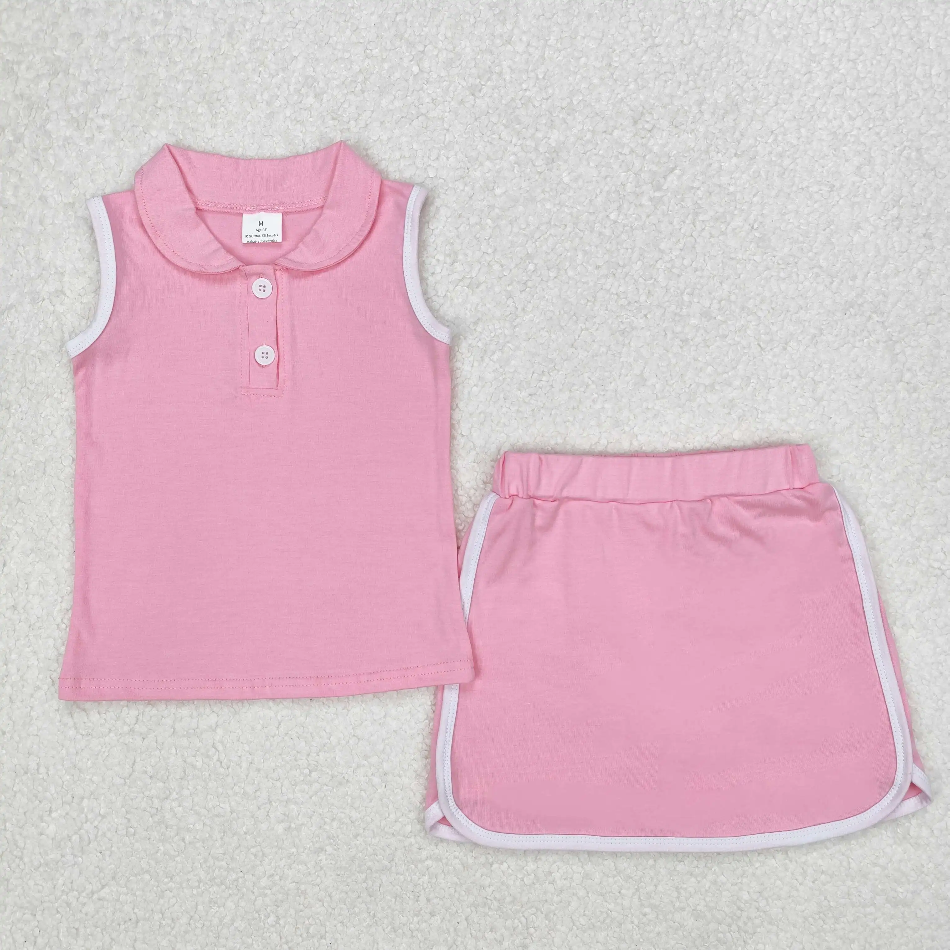 Wholesale Baby Girl Clothes Athletic Skort Set Toddler Mother Kids Sleeveless Pink Blue Tops Boutique Summer Outfit Clothing