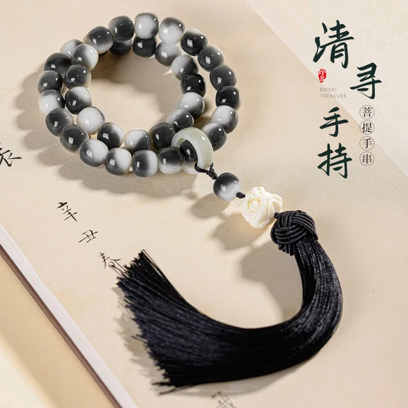 

Natural Bodhi Ink Float Flower Bucket Bead Cultural Play Hand String Handheld