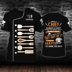 Fashionable and Lnteresting Chef Pictures For Men's T-Shirts Trend Digital Printing Casual Round Neck Short Sleeved Tops