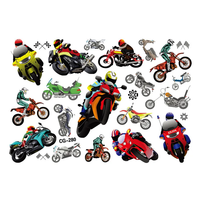 1pc Motocross Motorcycle Tattoo Sticker Dirt Bike Tattoos Kids Face Arm Art Tattoo Motorcycle birthday party decoration Gift toy