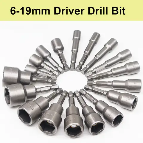 6-19MM 65mm Length Magnetism Deepen Power Nut Driver Drill Bit Set Impact Socket Adapterr For Power Tools 6.35MM Hex