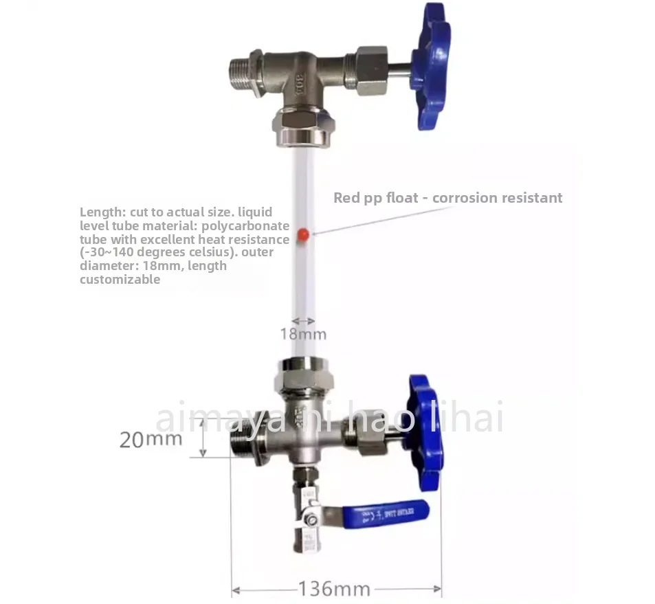 Boiler Stainless Steel Water Level Gauge Quartz Glass Tube Stainless Steel Valve Liquid Level High Temperature