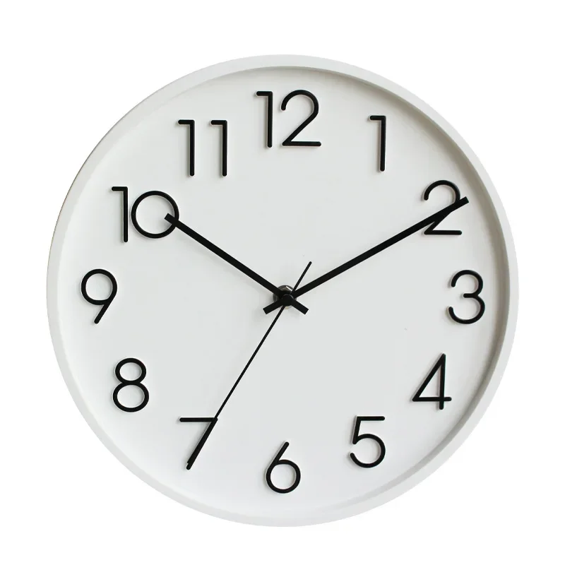 Nordic Silent White Wall Clock 3D Hollow Letter Creative Modern Metal Clocks Bedroom Living Room Decoration Wall Clocks 12inch