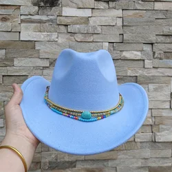 Turquoise Cowboy Hat Light Blue Most Beautiful Knight Hat Men's and Women's Jazz Cowboy Hat Mountaineering Hat Western Hat