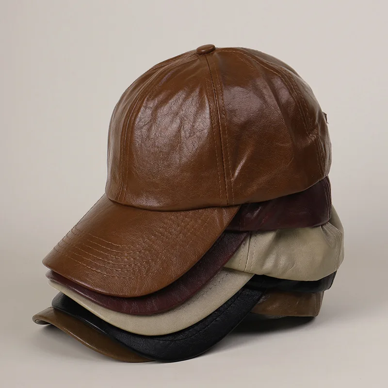 

Baseball Cap Fuax Leather Hat Women Men Accessory For Autumn Winter Spring Golf Climb Outdoor Sports