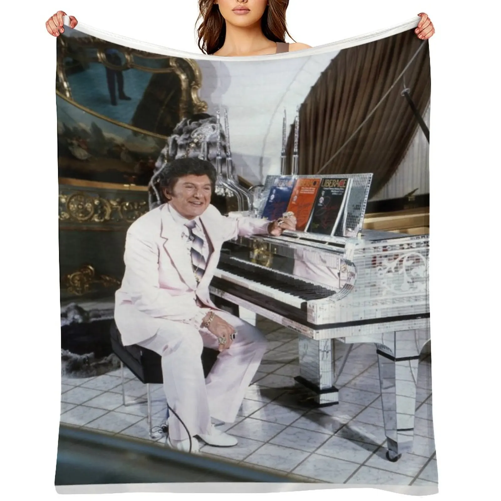 

LIBERACE with piano Throw Blanket Soft Big Summer Blankets Sofas Of Decoration Beach Blankets