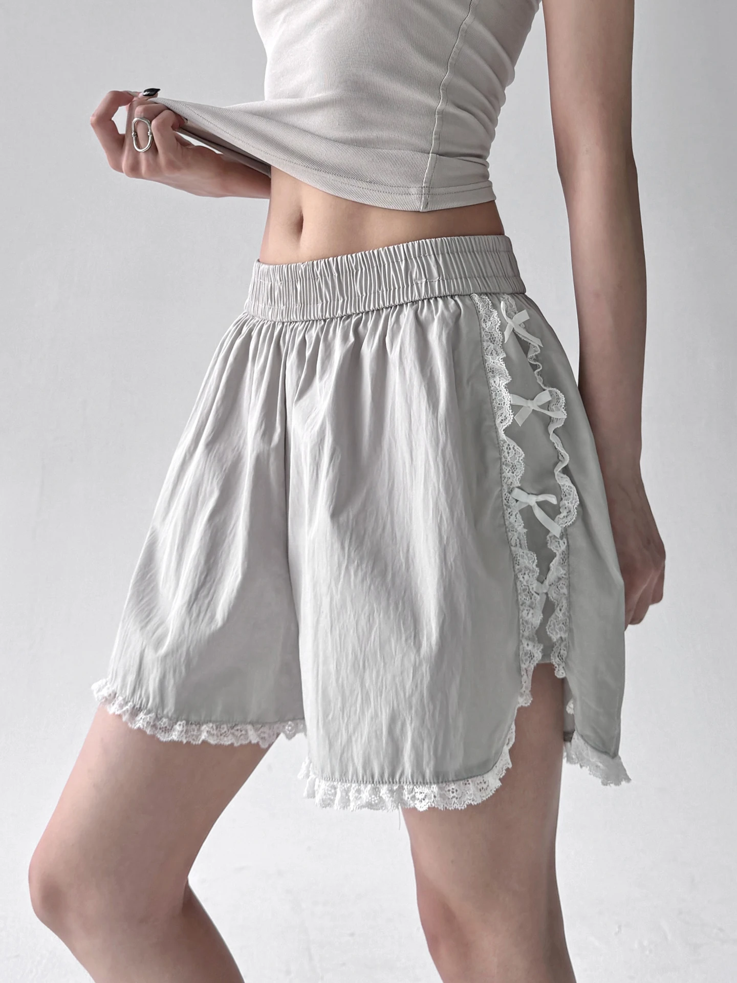 Verão 2025 feminino solto esportes calças casuais dstring cintura alta perna larga ort orts confortável efeito de emagrecimento