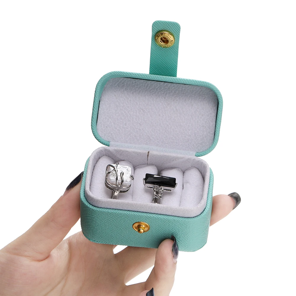 Mini Portable Small Jewelry Storage Bag Travel Simple Leather Ring Necklace Earrings Storage Box Organizer Display Gift Box