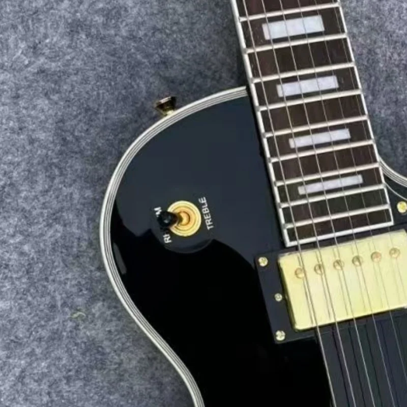 Guitarra Eléctrica personalizada, Color negro, hardware dorado, diapasón de palisandro, hecha en China, envío gratis