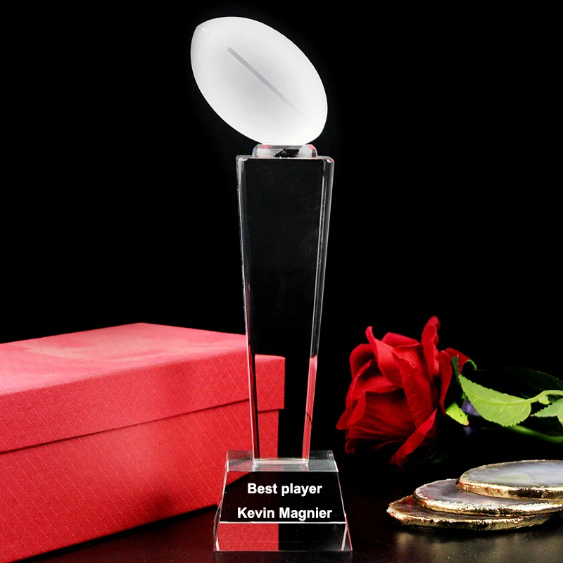 Customizable Football Contest Awards Rugby Sports Meet Crystal Award Souvenir Cup Crystal Craft Gift Personality Trophy