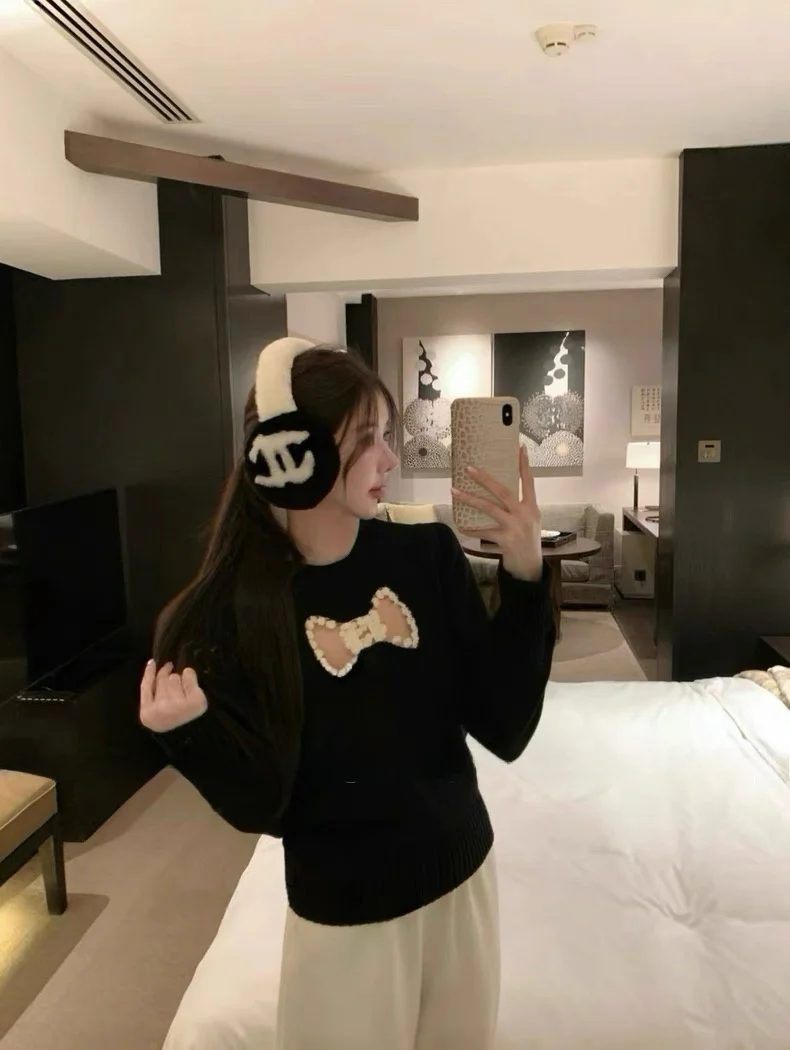 

High-Definition Knot Hollow out Knitted Sweater Girls Inner Wear Top Casual Slim Fit Long Sleeve Winter Fashion