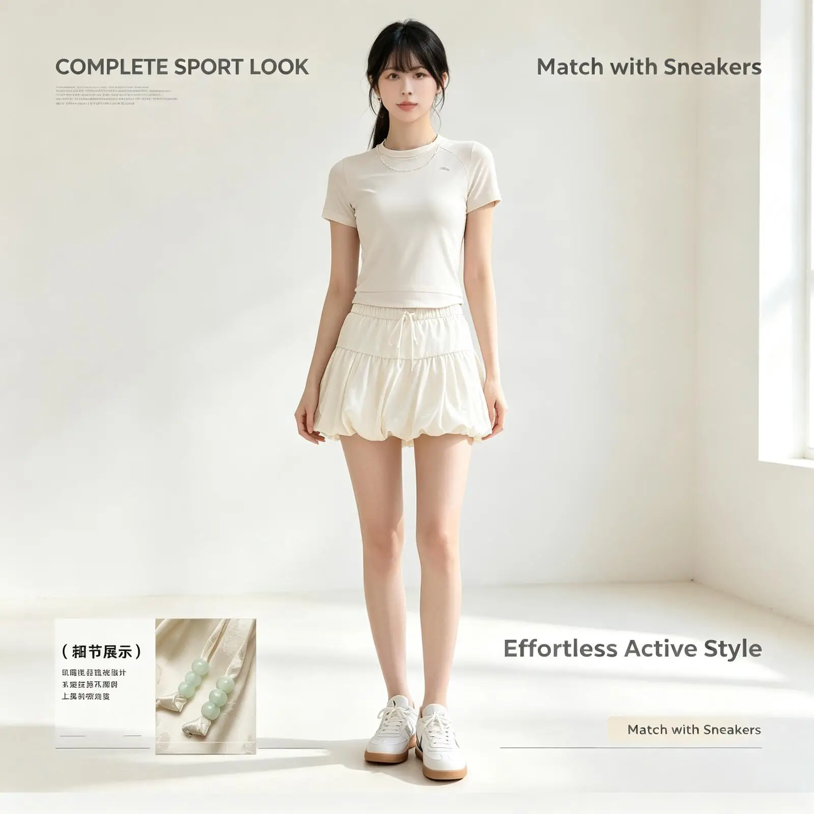 Adidas Women White Sport Mini Skirt High Waist Active Skirt Casual Daily Streetwear 2026 Hot  Fashion KY5749