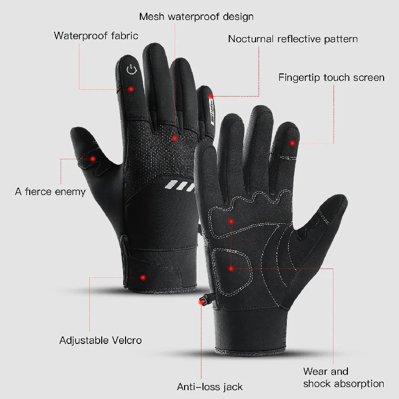Winter Sports Plus Velvet Warm Gloves For Men And Women Touch Screen Ski Cycling Bicycle Riding Cold-Proof Outdoor Gloves