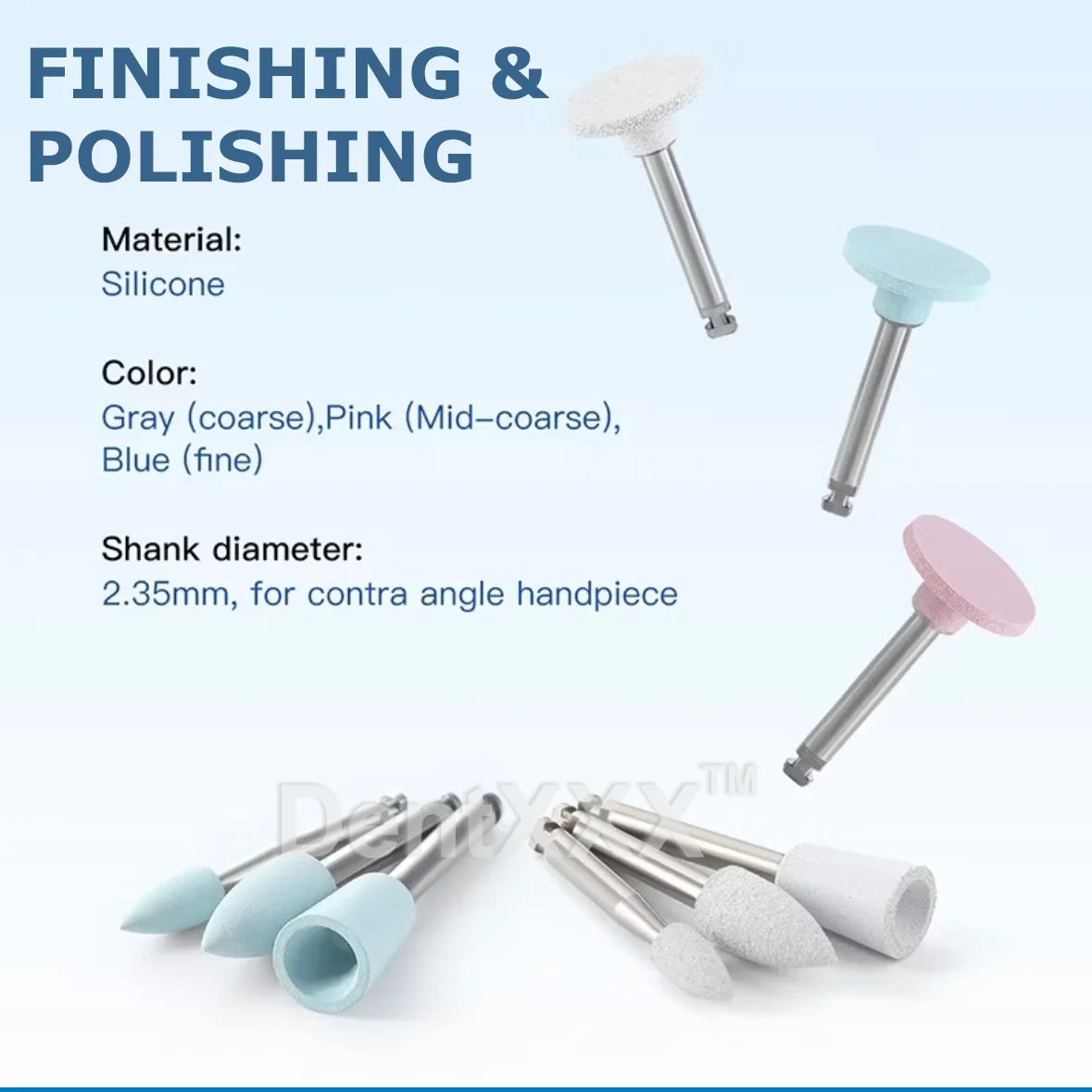 ชุดขัดเงาด้ามจับ RA 12 ชิ้น/กล่อง, หัวขัดยางซิลิโคน 9 ชิ้น และล้อไซโคลน 3 ชิ้น, ขัดหยาบ/ละเอียด/ขัดเงาแบบกระจก