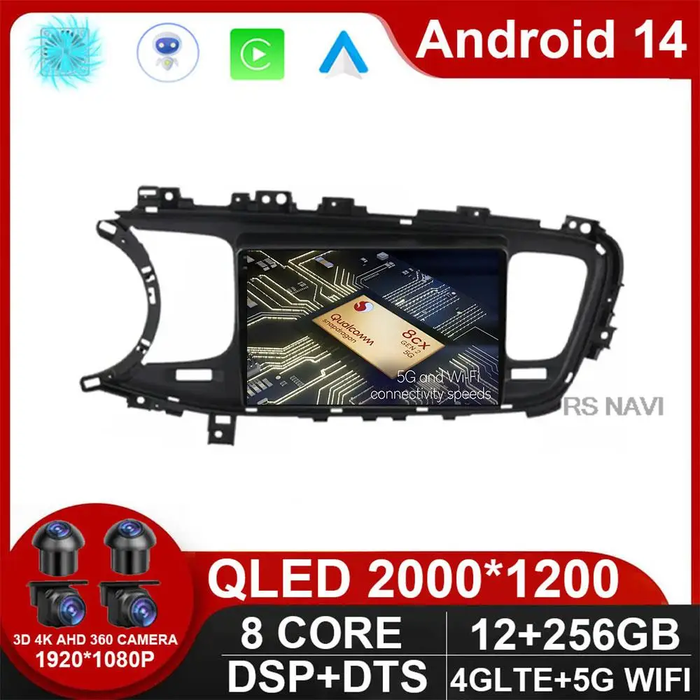 

omofon samochodowy Android 14 Auto dla KIA Optima K5 2013-2015 GPS Navi Odtwarzacz multimedialny Stereo QLED Carplay HU No 2 Din 2din DVD