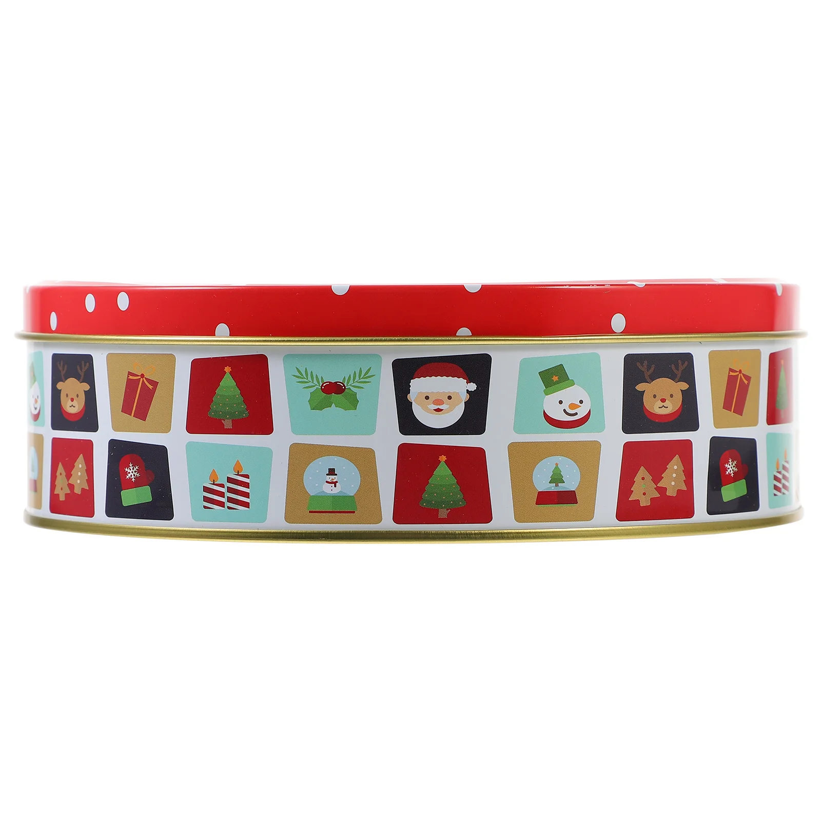 

Christmas Tinplate Box Fine Craftsmanship Festive Pattern for Cookie Candy Storage Reusable Gift Case Xmas Party Decoration