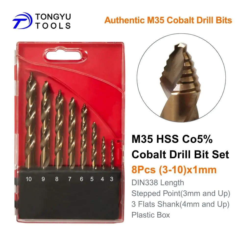 M35 Kobalt Boorbits Set Getrapte Punt Metrisch DIN338 HSS Co5% Spiralboor voor RVS Hard Metaal Zwaar Werk