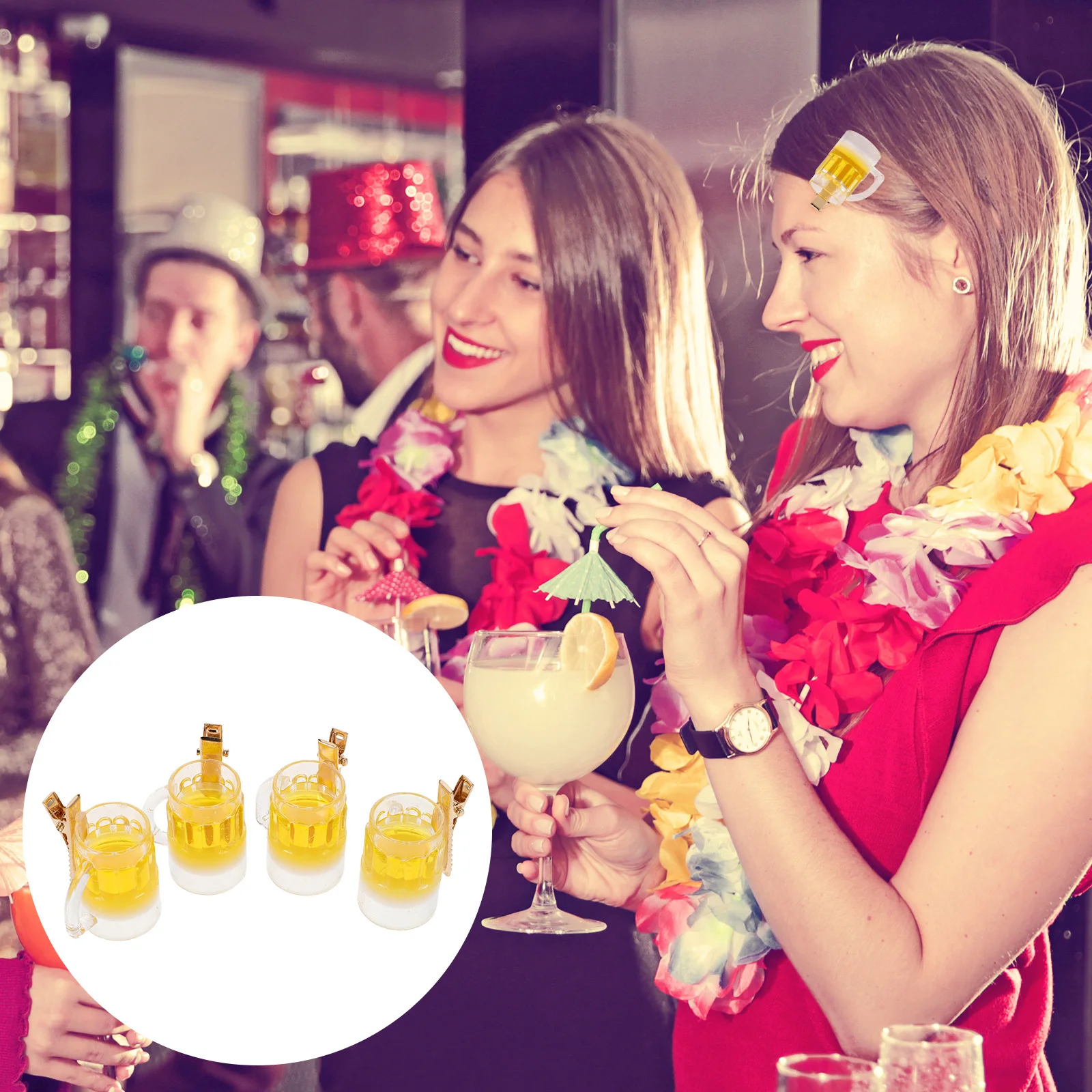 

20Pcs Beer Mug Shaped Hair Clips Women Cute Novelty Alligator Barrettes Kawaii Girls Party Photo Props Decorative Accessories