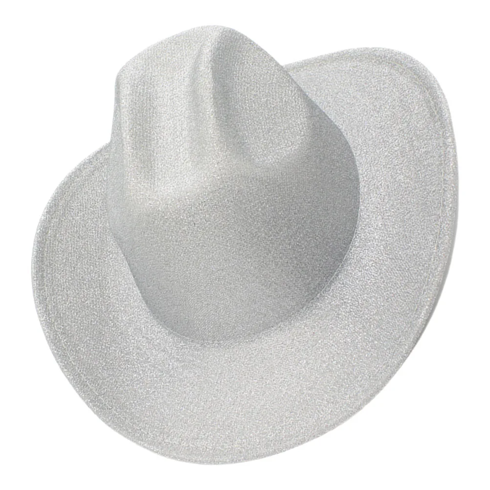 

Shiny Sun Hat Unisex Cowgirl Prom Vintage Wide Brim Hat for Women Men Lightweight Sturdy Party Cowboy Solid Color Festive