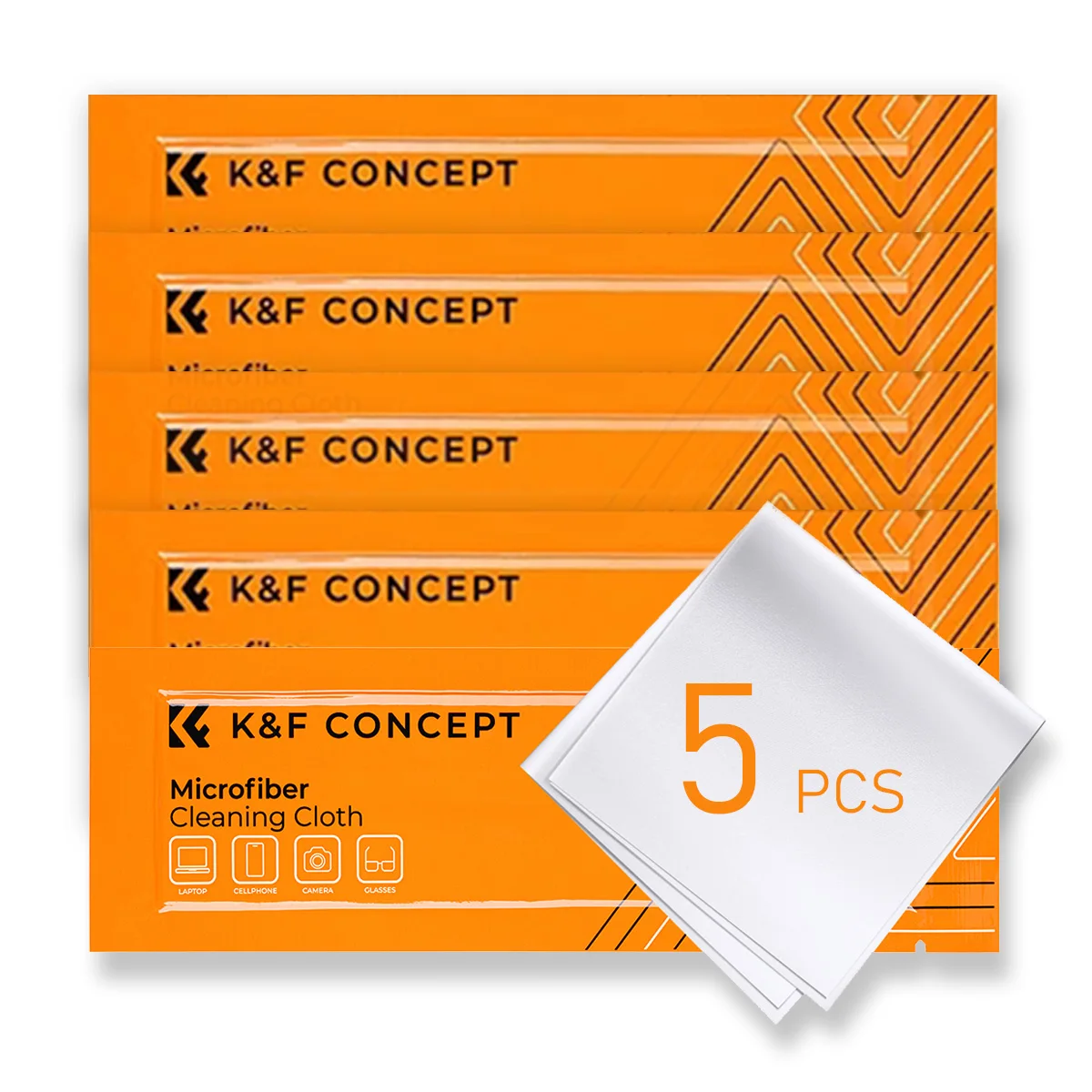 K&F Concept 5 Pcs Microfiber Cleaning Cloths Individually Vacuum Wrapped for Camera Lens Cell Phones LCD Screens and Glasses