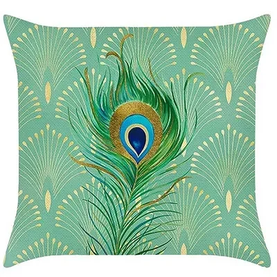 Decorative Peacock Pillowcase 40x 40cm cm Decorative Feather Decorative Pillowcase Linen Cushion Cover Sofa Bed Home