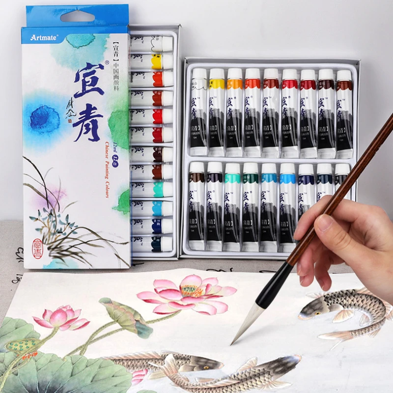 

12/18/24 Color 12ml Chinese Painting Pigment Set Professional Drawing Oil Painting Pigment Art Supplies for Artist