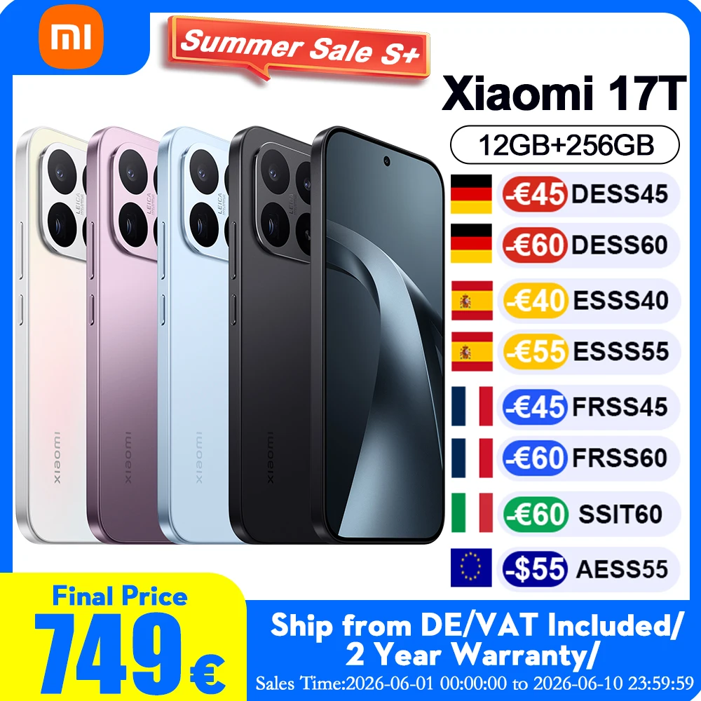 Version Globale Xiaomi 17T T�l�phones Mobiles HDR10 �cran AMOLED 6,59' Objectif Leica Summilux 50MP Batterie 6500mAh Smartphone Xiaomi Hyper AI