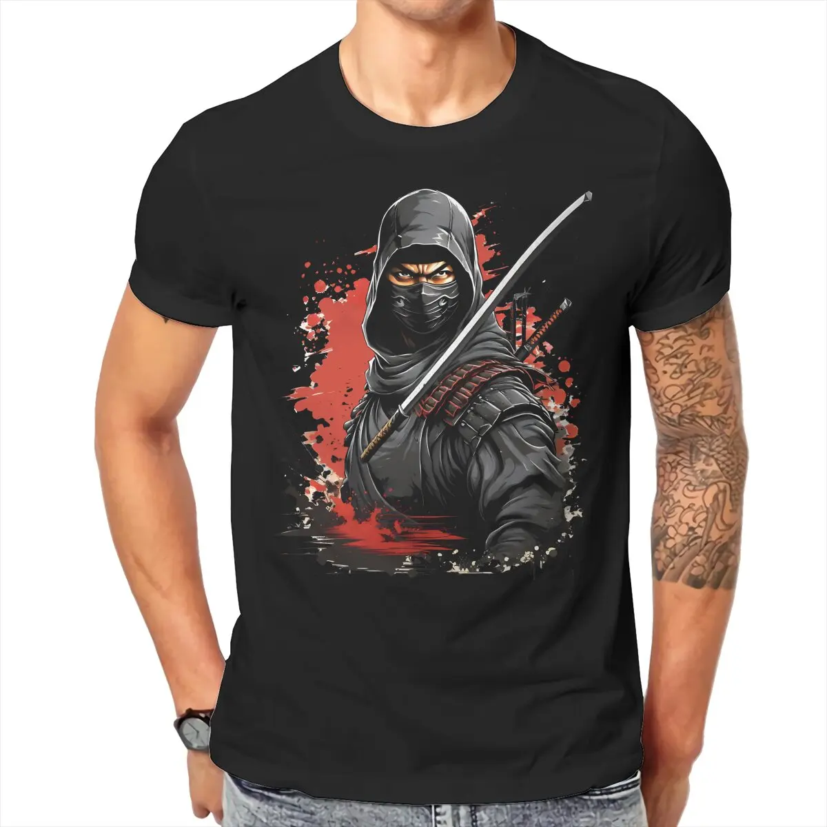 Japanese Ninja Samurai TShirt for Men Ninja Classic Soft Casual Tee T Shirt Novelty New Design Loose