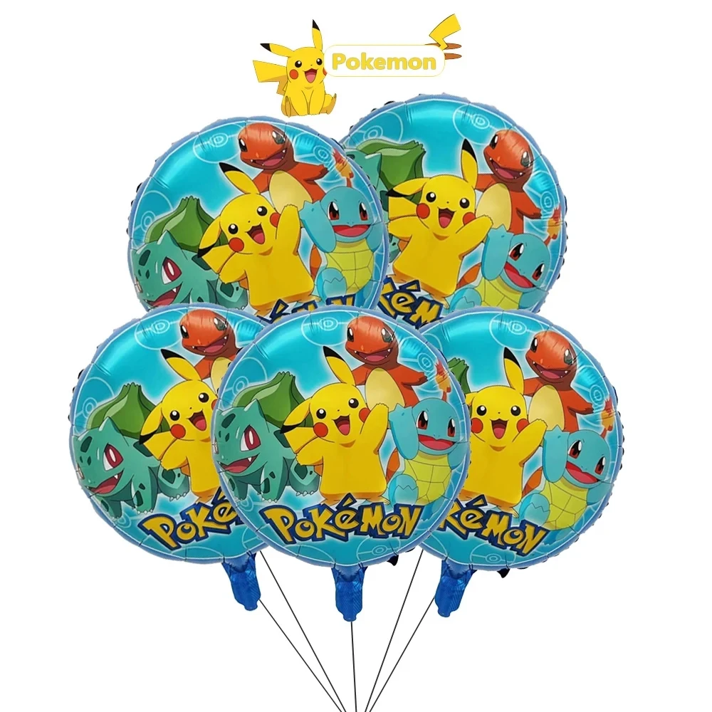 5pcs Pokemon Go Pikachu Aluminum Foil Balloon Boy Girl Birthday Party Poke Ball Helium Air Globos Decoration Baby Shower Toys