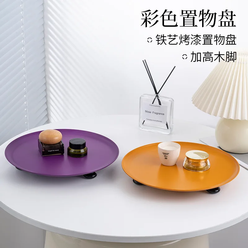 

Nordic metal jewelry tray storage porch aromatherapy storage tray cosmetics countertop Macron decorative tray