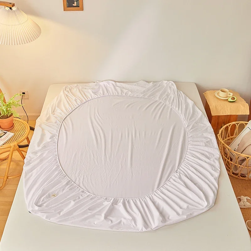 100% Cotton Fitted Sheet with Elastic Bands Non Slip Adjustable Mattress Covers for Single Double King Queen Bed,150/180/200cm