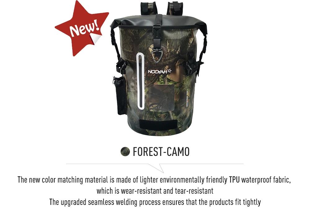 NOOYAH Waterproof Dry Bag IPX8 Roll-Top Closure Waterproof Backpack Fishing Bag Double Layer Rucksack Outdoor Sport Dry Backpack