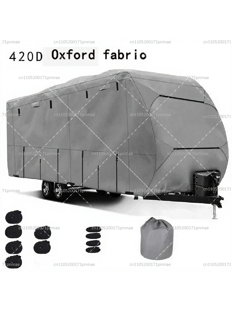 Waterproof Oxford Cloth RV Cover for Outdoor Camping, Trailer Cover Fits Sunroof & Convertible Hardtop