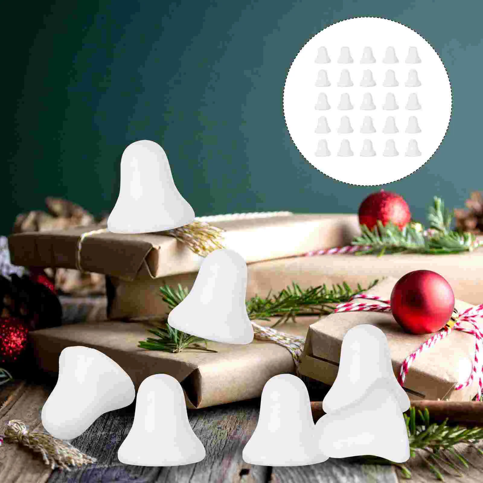 50 Pcs Bubble Bell White Foams Jingle DIY Adornment Mould Mold Craft Decoration Jesus Candy