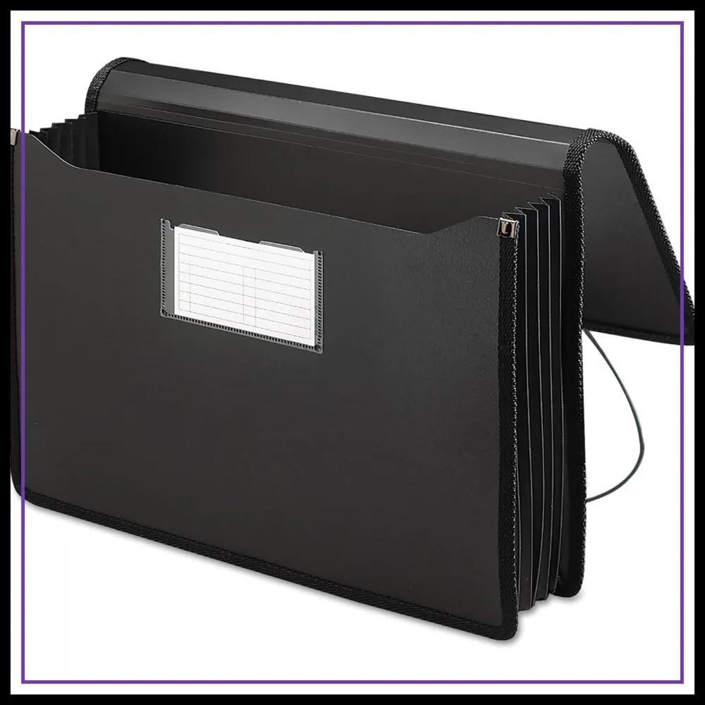 

Legal Size Accordion File Organizer, 5-1/4 inch Expansion, Black Office Document Wallet