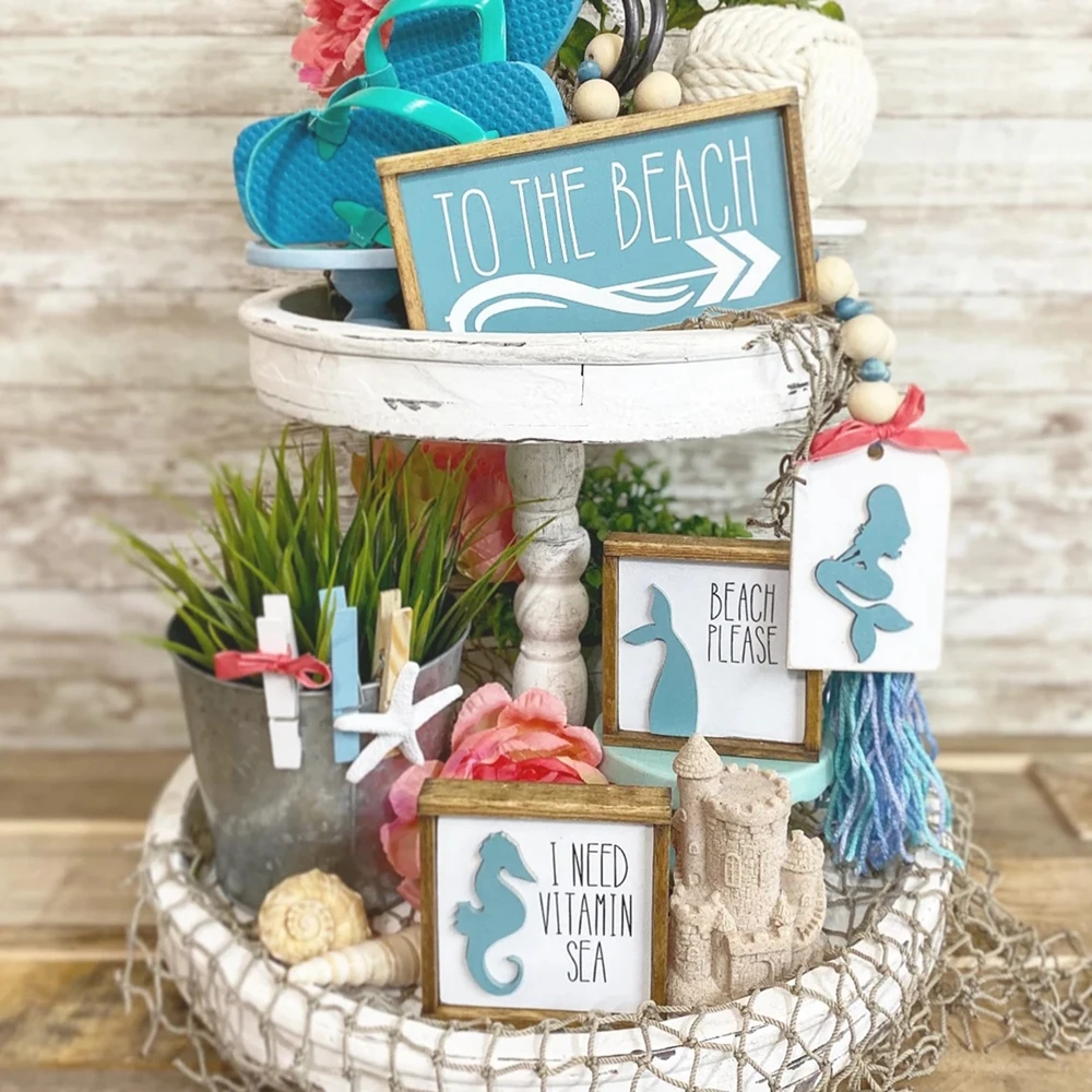 Mermaid Beach Seahorse Layered Tray Decorated With Smooth And Comfortable Decorations Without Deforming The Holiday Atmosphere