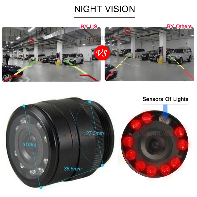 Koorinwoo Car parking camera Front Form Cam 10 Ir Ights Night Vision Form HD CCD Car Rear view Camera Vehicle Video system Back - Image 3