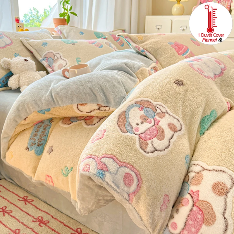 

Flannel Duvet Cover (No Pillowcases), Ultra-Plush Flannel Bedding Cover, Soft Warm Quilt Cover for Bedroom Decor Comfort Sleep